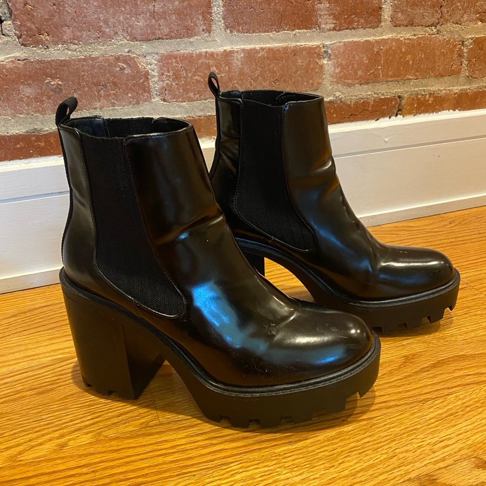 Black Patent leather Zara Boots